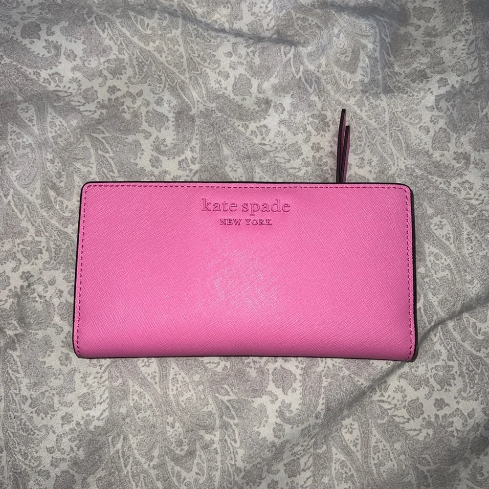 Kate Spade New York Large Slim Bi-Fold Wallet Fuchsia Color - Picture 2 of 9